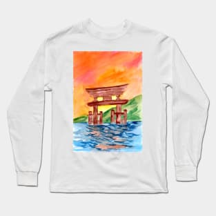 Wooden Temple Gate among the Elements Long Sleeve T-Shirt